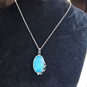 Blue Chalcedony Silver Necklace
